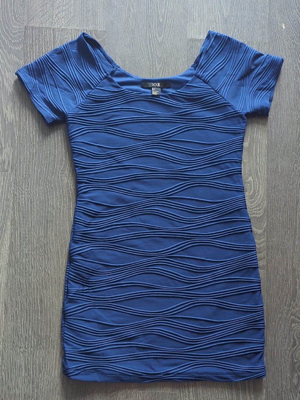 Forever 21 Royal Blue Textured Scoop Neck Dress